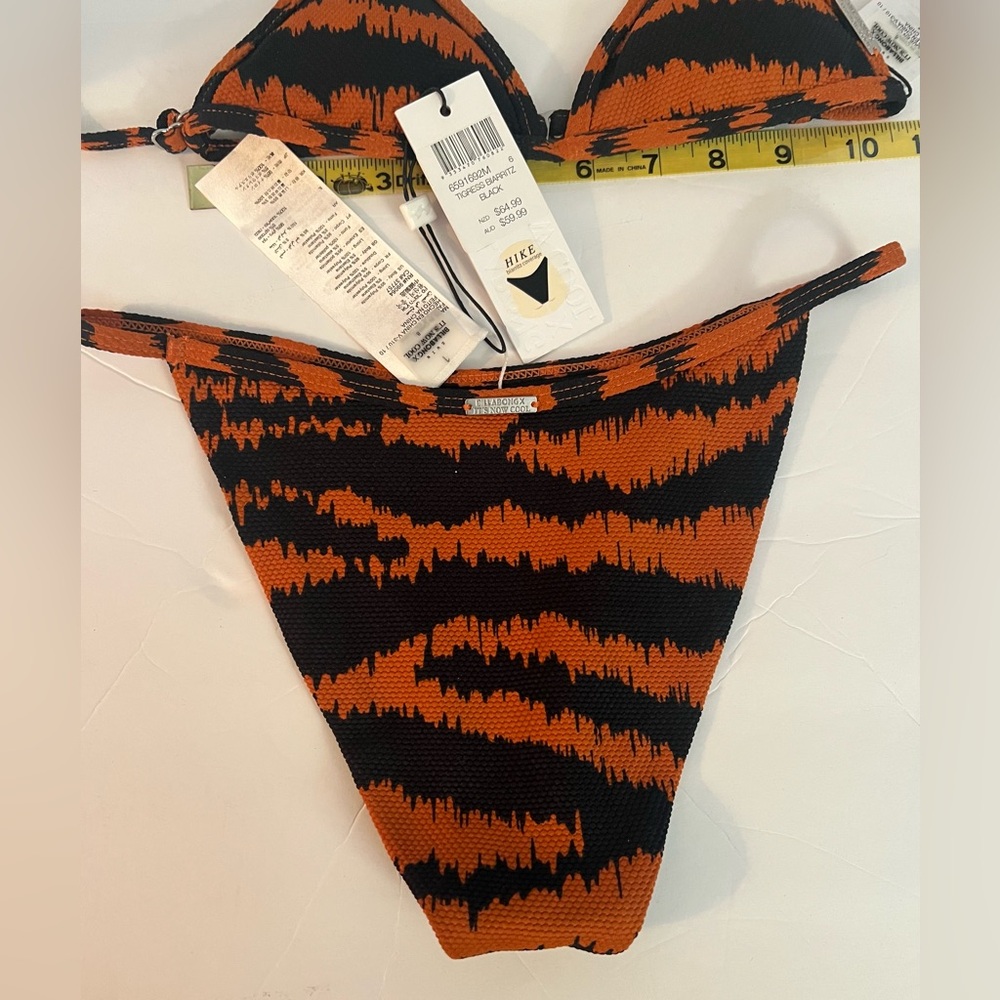 Billabong Orange and Black Tiger Stripe Bikini - Picture 4 of 5